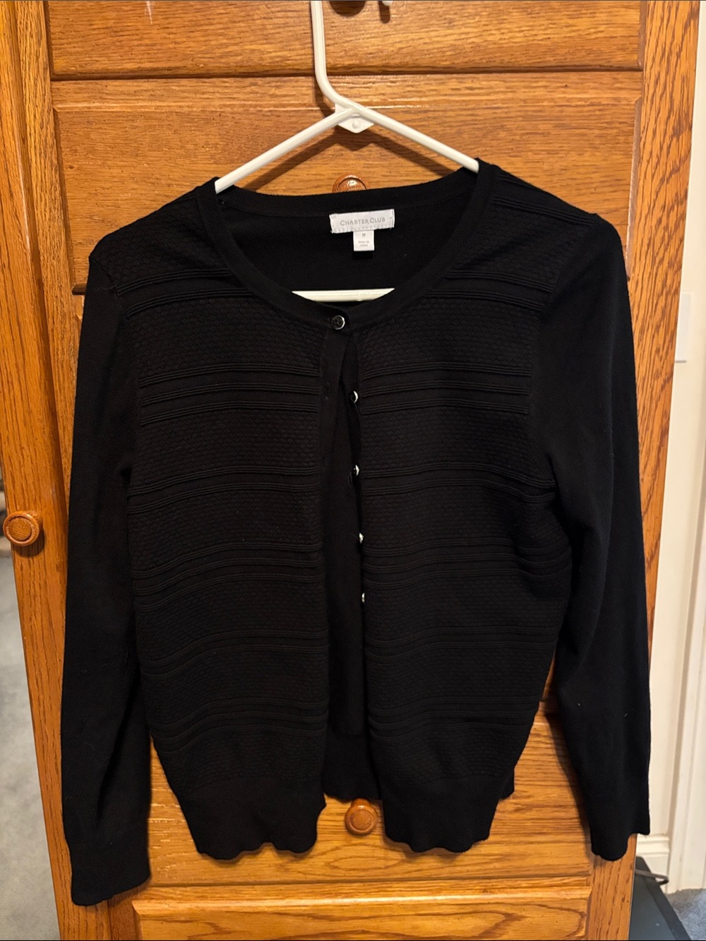 Charter Club Black Knit Button-Front Cardigan